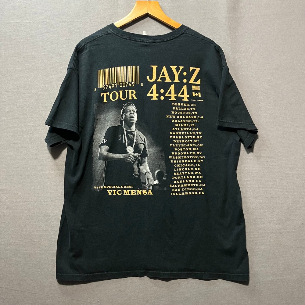Jay-Z 4:44 Tour T-Shirt Mens Large Black Gold Barcode Vic Mensa Concert Graphic